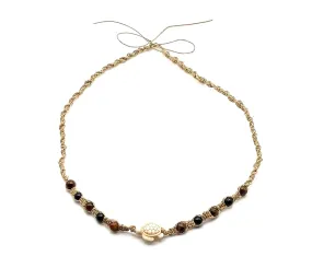 Turtle and Tiger Eye Necklace Hemp Choker Necklace