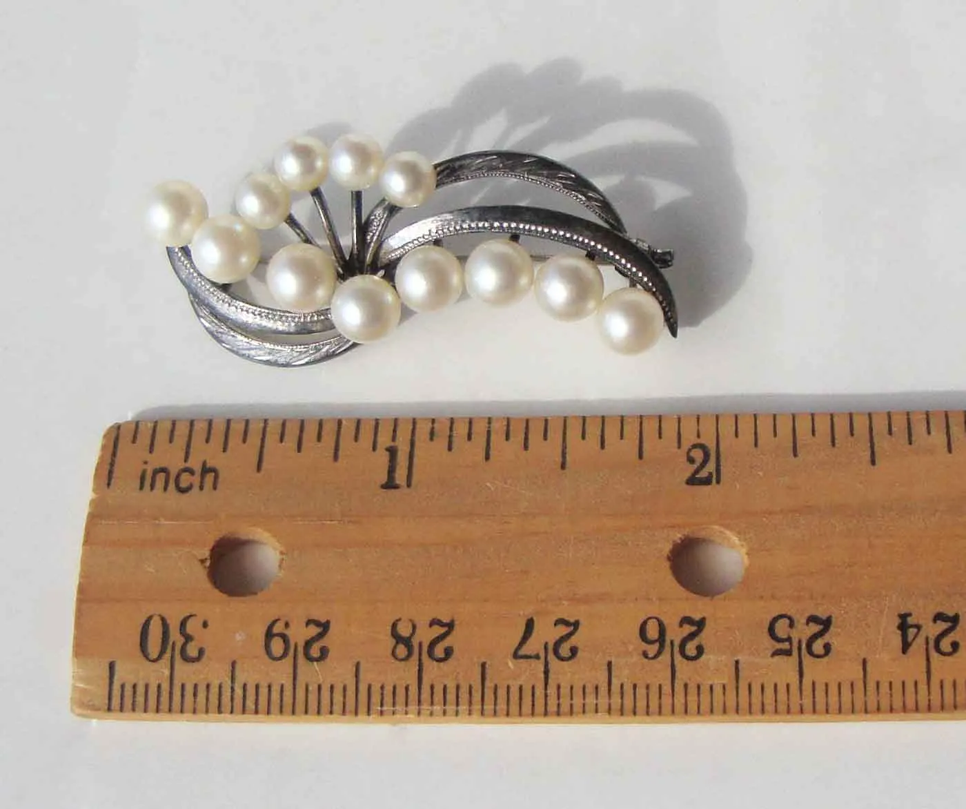 Vintage Akoya Pearls & Sterling Silver Brooch Pin