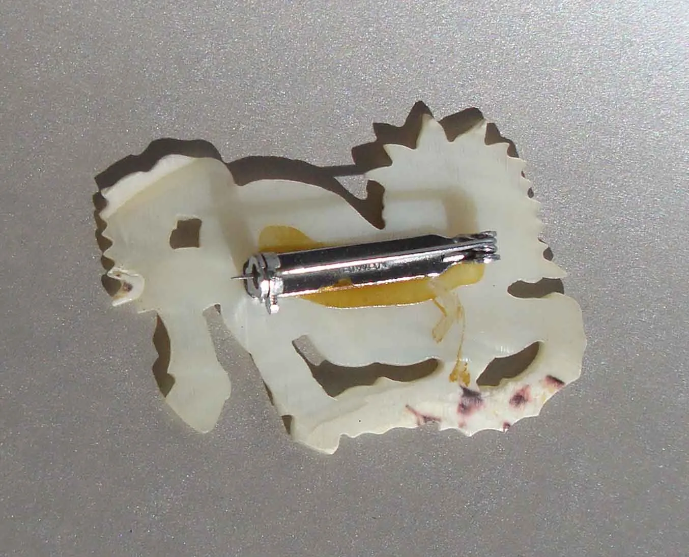Vintage Horse Brooch Carved Mother of Pearl Pin
