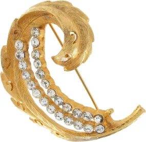 Vintage Stylized Feather Pin Brooch Rhinestone Accents Fashion Brooch for Women Trendy Accessories for Women Stylish Additions