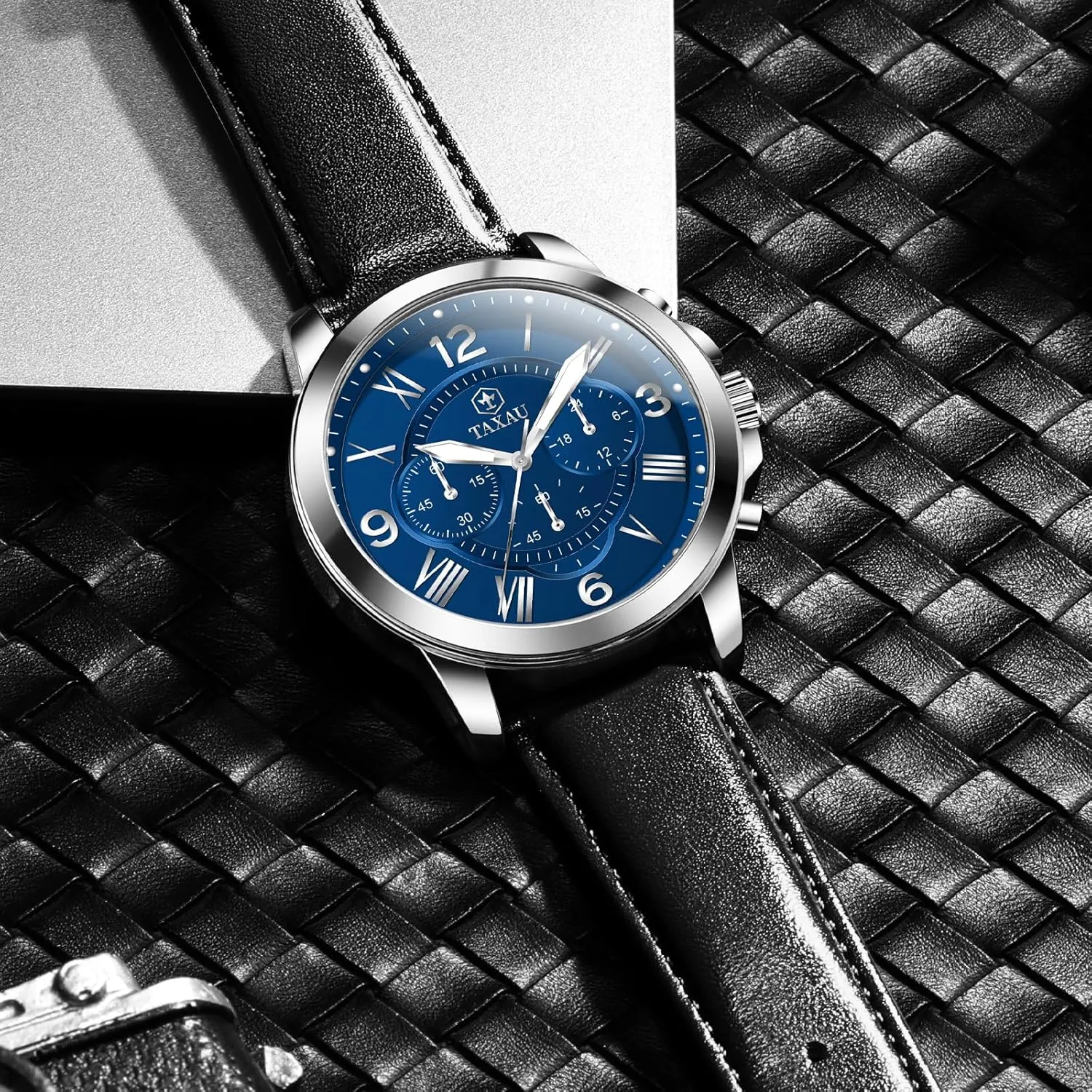 Watches for Men Causal Classic Business Dress Leather Strap Men Watches Luxury Large Face Waterproof Chronograph Quartz Analog Men's Wrist Watches Retro