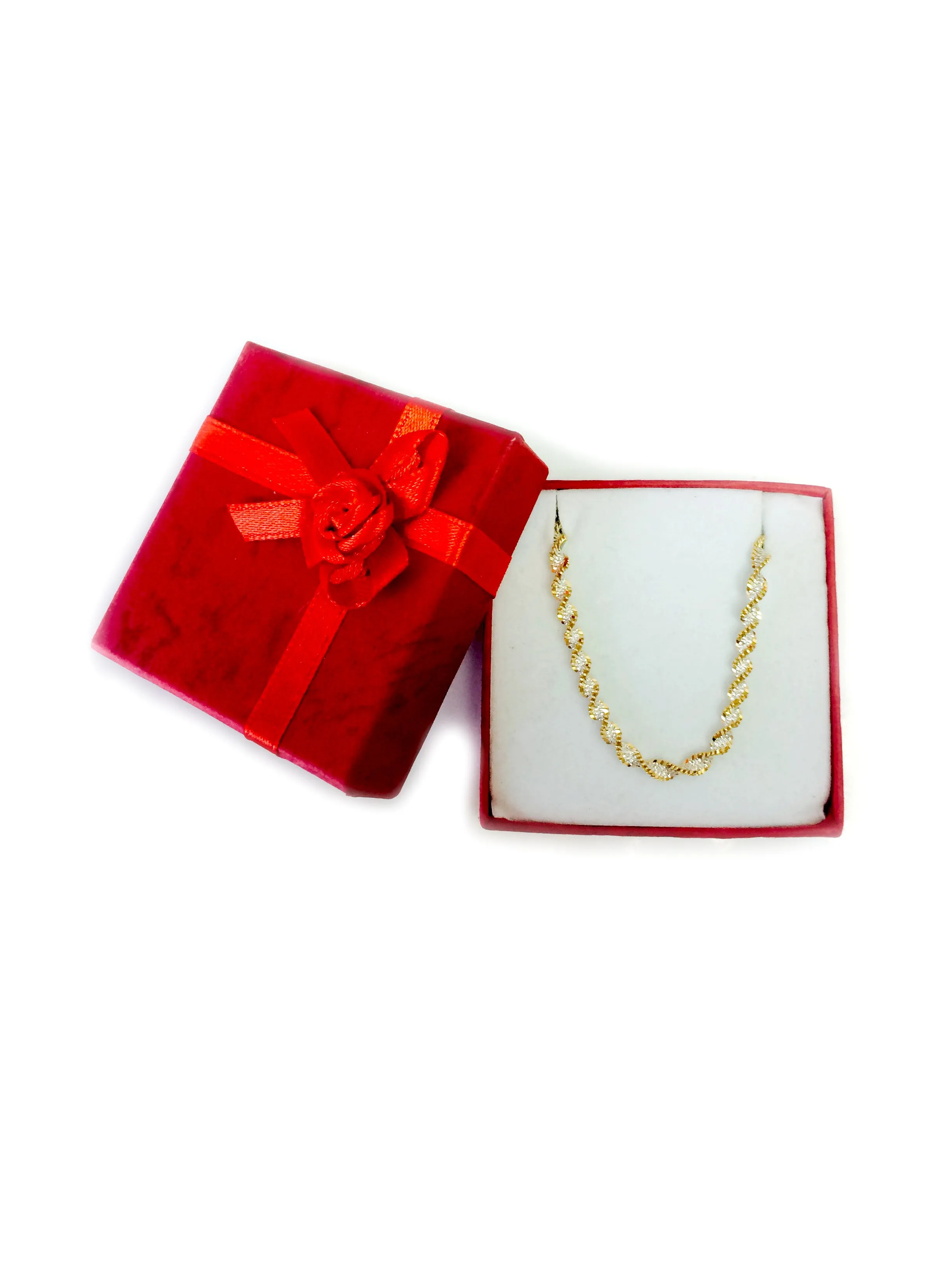 White And Yellow Singapore Style Chain Anklet In Sterling Silver