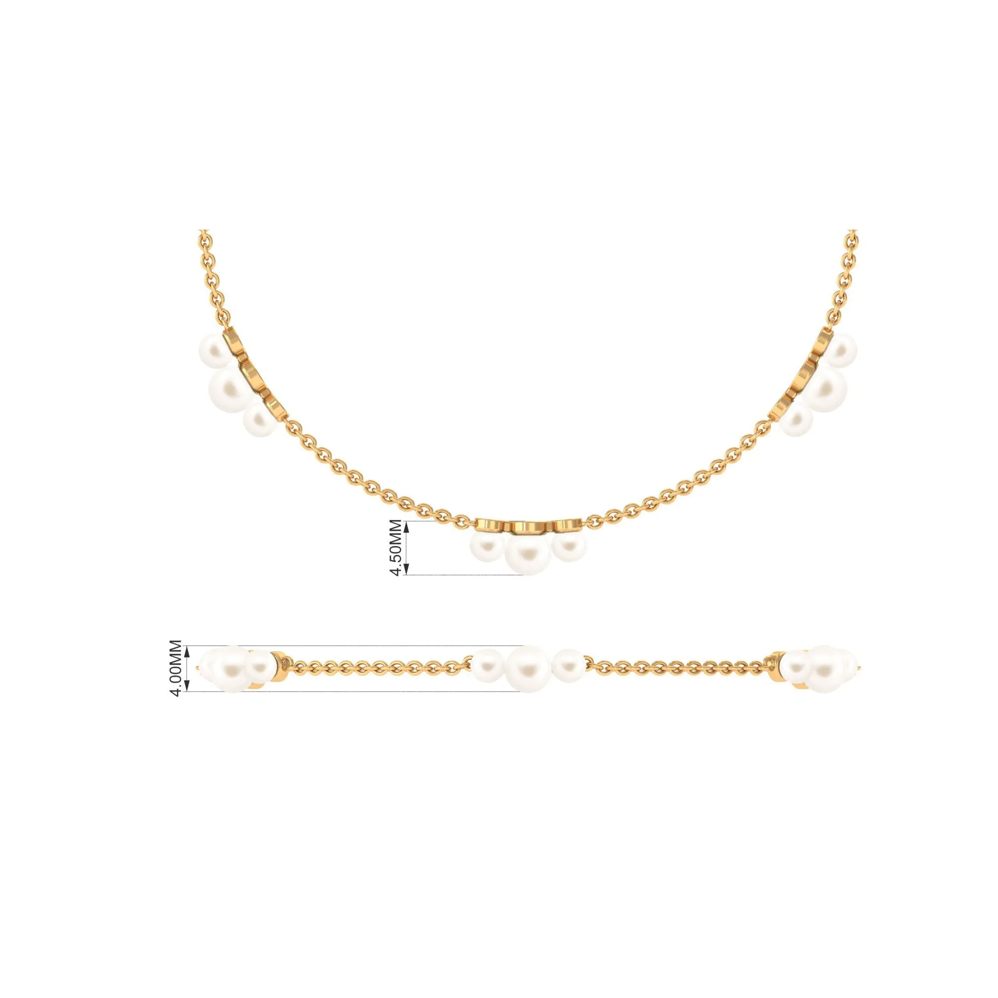 White Freshwater Pearl Station Chain Bracelet