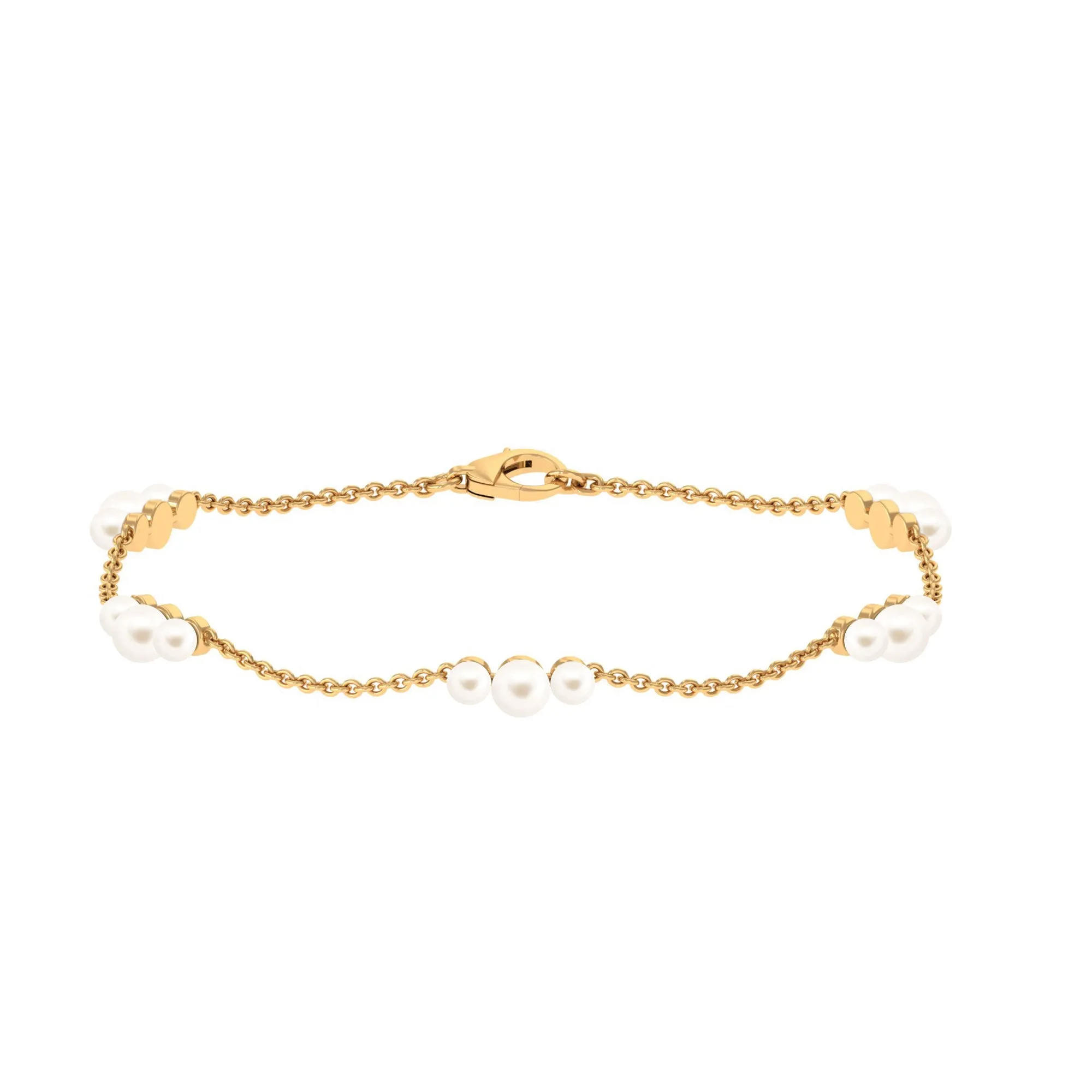 White Freshwater Pearl Station Chain Bracelet