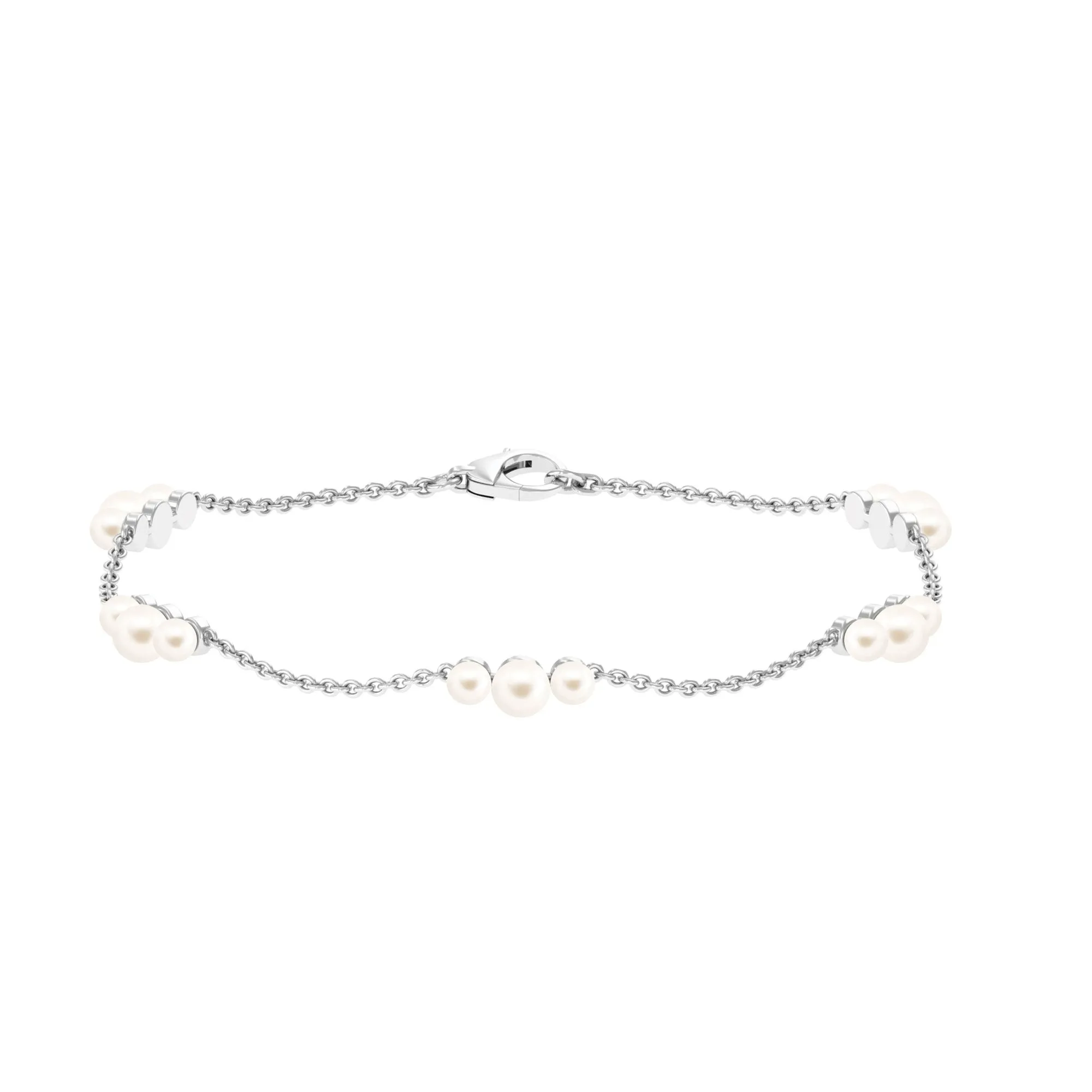 White Freshwater Pearl Station Chain Bracelet