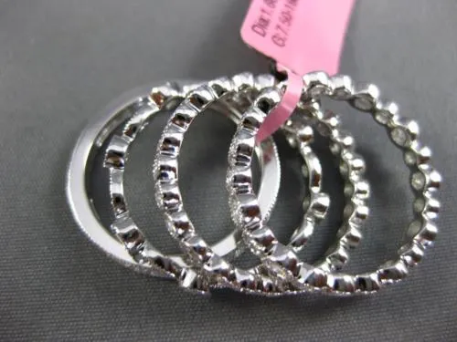 WIDE 1.60CT DIAMOND 18KT WHITE GOLD ETERNITY MILGRAIN MULTI ROW STACKABLE RINGS