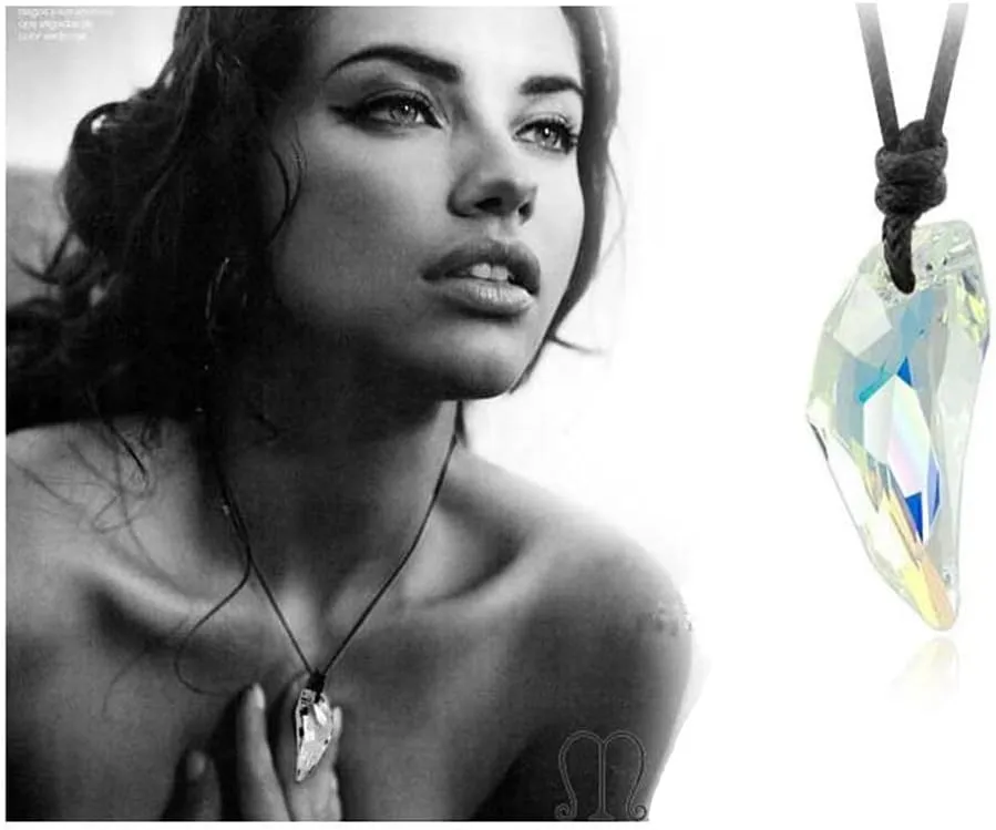 Wolf Teeth Crystal Necklace Matching Promise Couple Necklace Crystal Pendant Necklace Leather Rope Choker Necklace for Men and Women