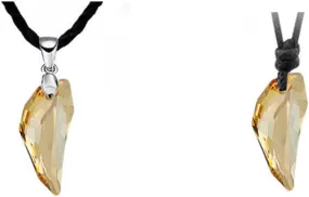 Wolf Teeth Crystal Necklace Matching Promise Couple Necklace Crystal Pendant Necklace Leather Rope Choker Necklace for Men and Women