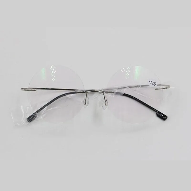 Women's Reading Glasses Anti-blue Ray Round Rimless Memory  1.00~ 4.00