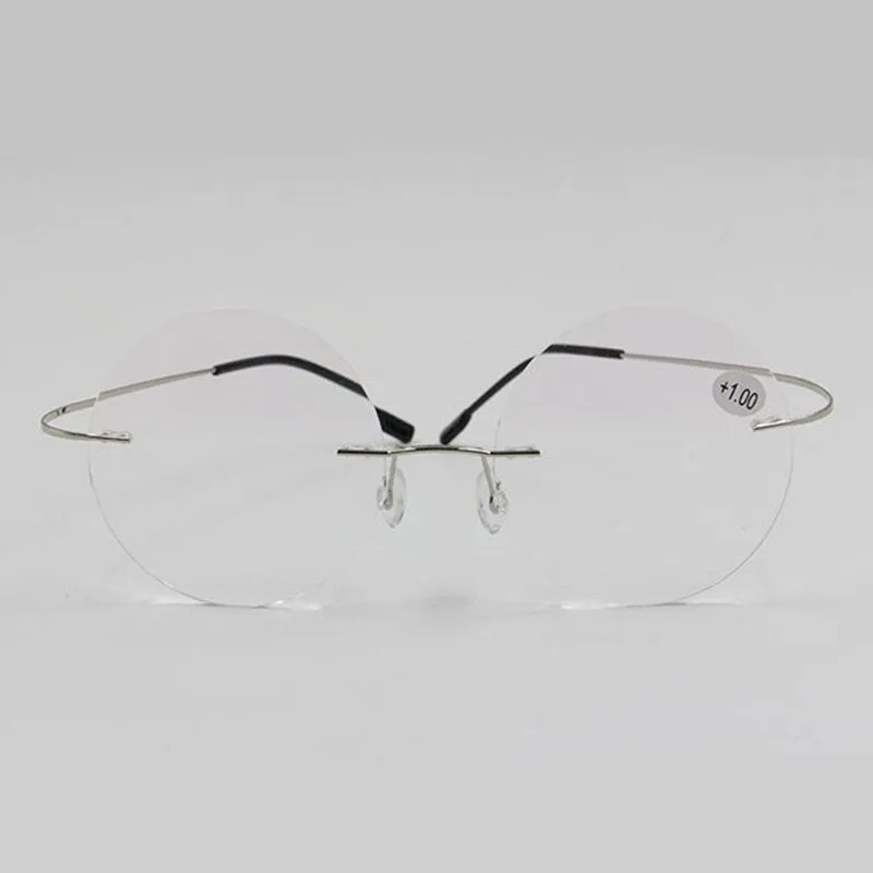Women's Reading Glasses Anti-blue Ray Round Rimless Memory  1.00~ 4.00