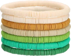 Women's Simple Solid Color Bohemian Multi layer Colorful Jewelry Elastic Adjustable Bracelet Set Party Gift
