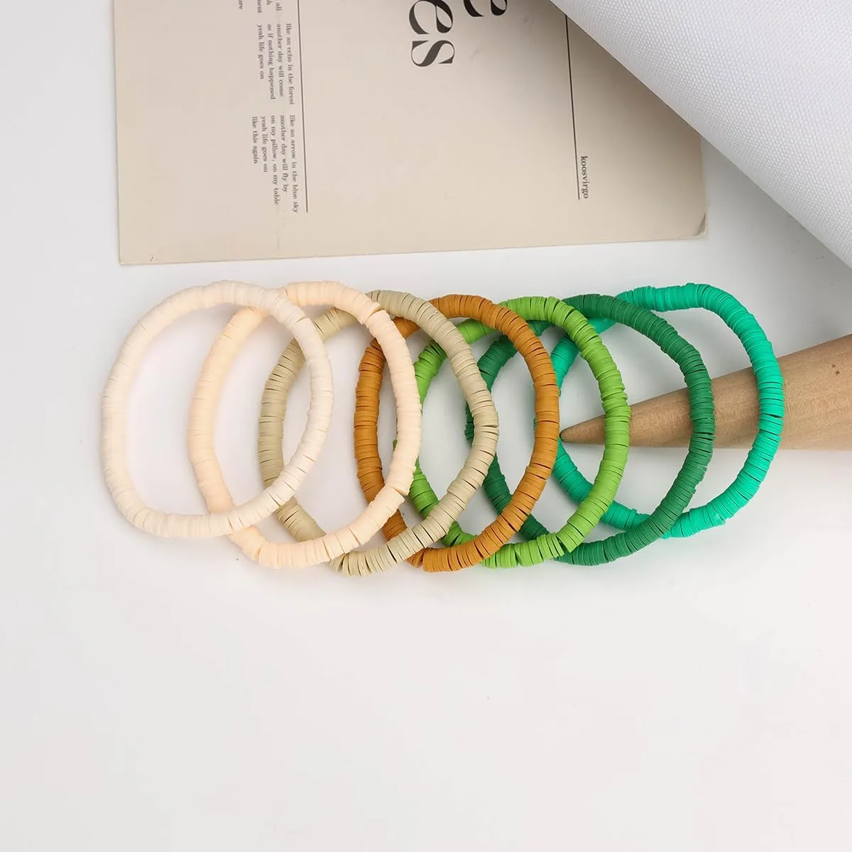 Women's Simple Solid Color Bohemian Multi layer Colorful Jewelry Elastic Adjustable Bracelet Set Party Gift