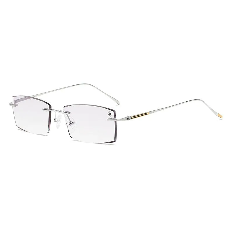 Zirosat 9083 Men's Eyeglasses Titanium Rimless Diamond Trimmed