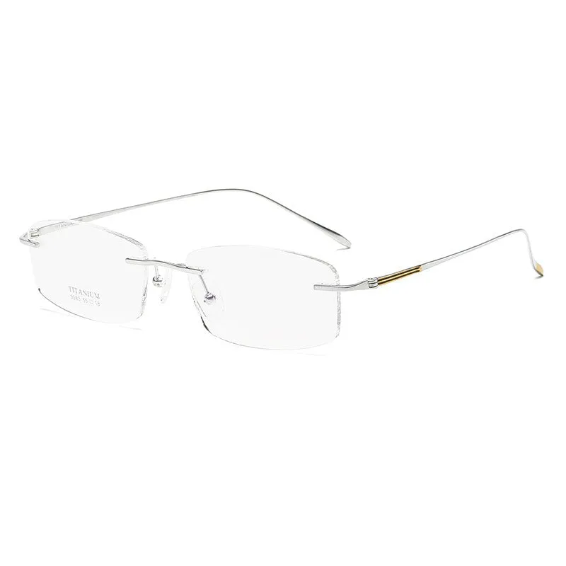 Zirosat 9083 Men's Eyeglasses Titanium Rimless Diamond Trimmed
