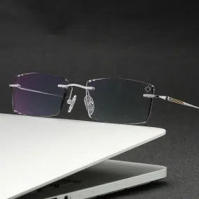 Zirosat 9083 Men's Eyeglasses Titanium Rimless Diamond Trimmed