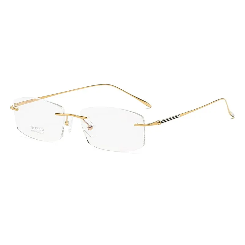 Zirosat 9083 Men's Eyeglasses Titanium Rimless Diamond Trimmed