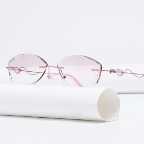Zirosat Women's Eyeglasses 88001 Alloy Rimless Oval