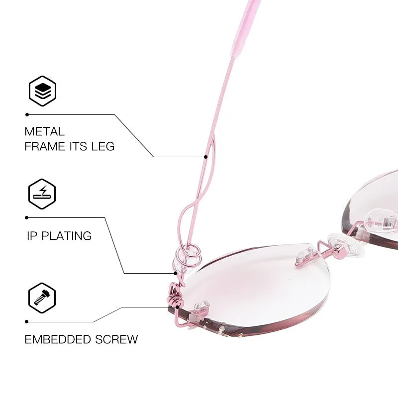 Zirosat Women's Eyeglasses 88001 Alloy Rimless Oval